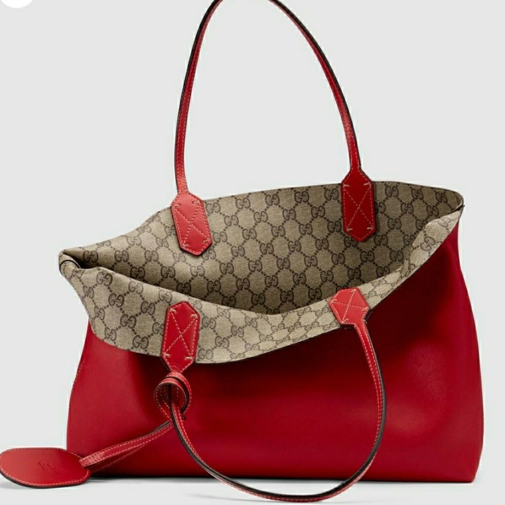 Authentic Gucci Red Reversible Handbag w/ Dustba